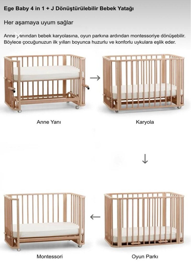 Ege baby ahşap 4in1 beşik + uyku seti - 3