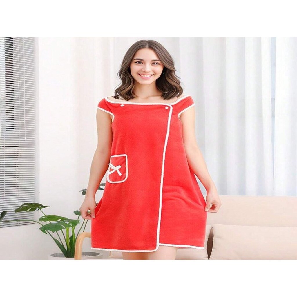 B158 Kadınlar İçin Banyo Havlusu Hızlı Kuruyan Mercan Polar Bornoz Pla