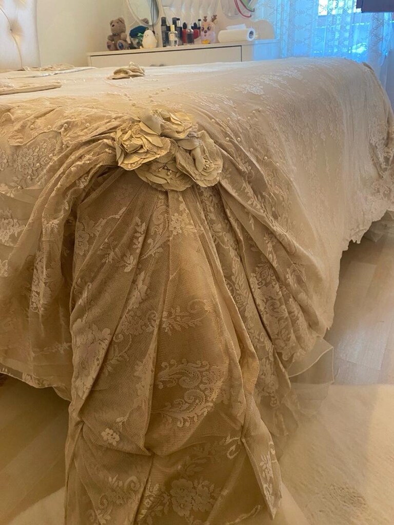 yatak örtüsü çeyizlik incili Lilamor marka kapitoneli - 3