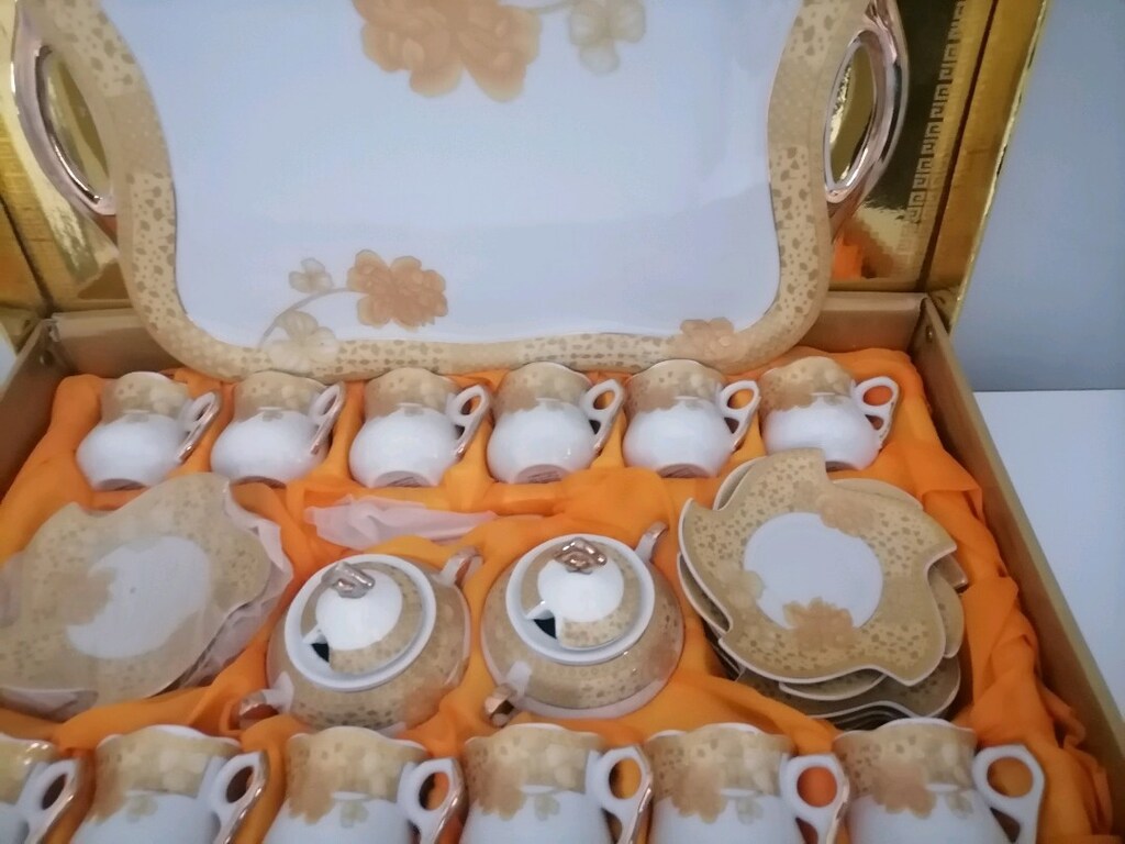 altin kaplama antika kahve fincani tam set kulanilmadi yeni - 2