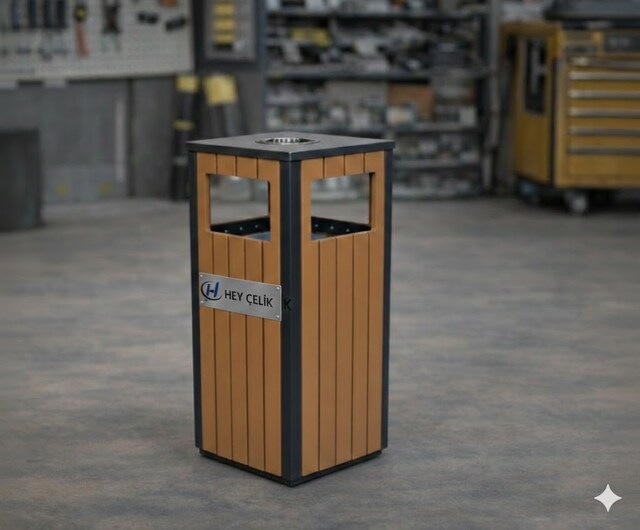 Ahşaplı Dış Mekan Çöp Kutusu (P&B-808)