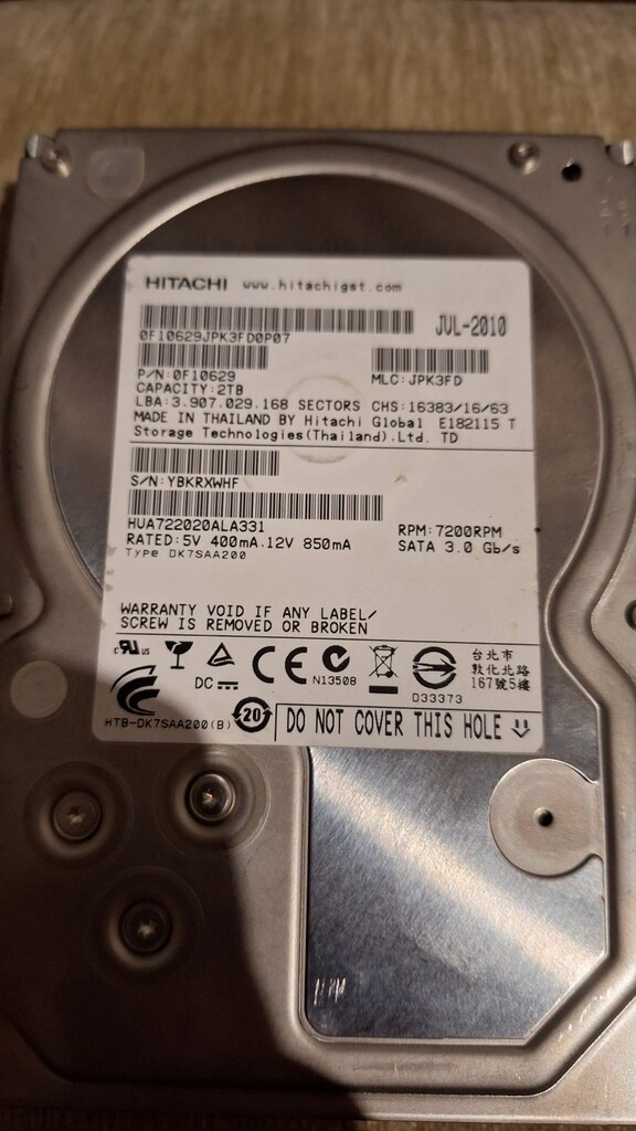 Hitachi 2TB 7200RPM SATA Hard Disk - 3