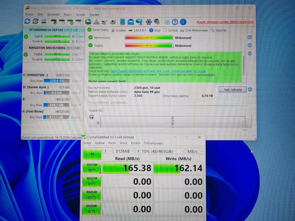 1tb harddisk 3.5 inç Seagate marka sorunsuz - 3