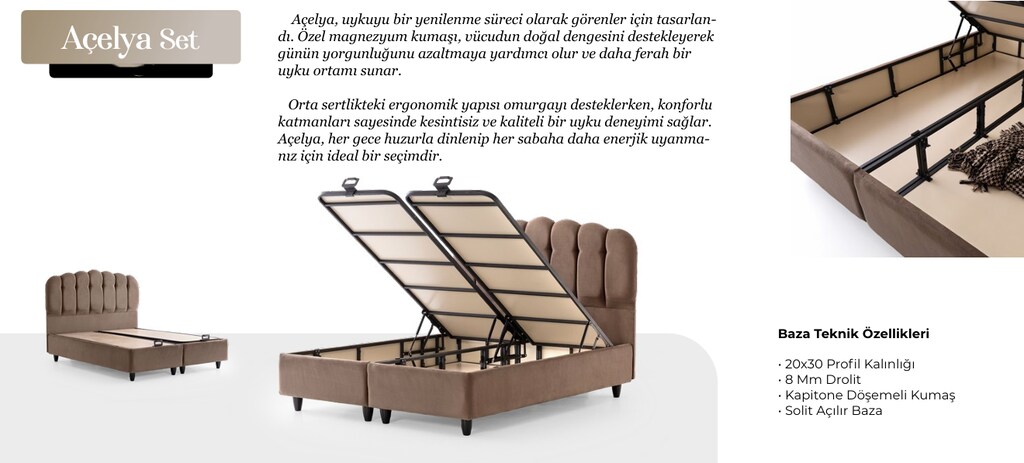 Sıfır , 30 cm Herkül Yaylı Yatak - Baza - Başlık Seti - 13