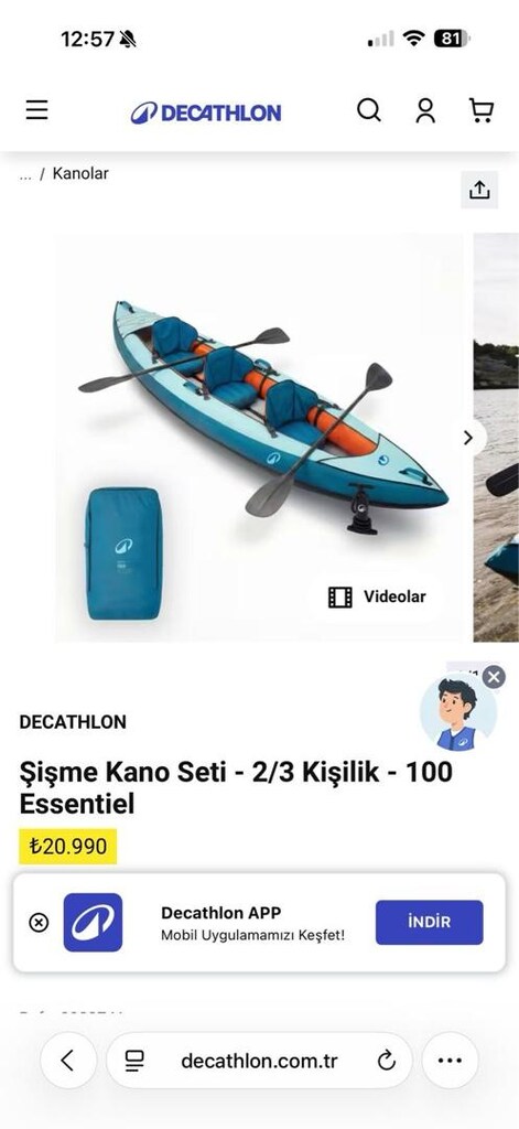 decathlon şişme kano bot - 2
