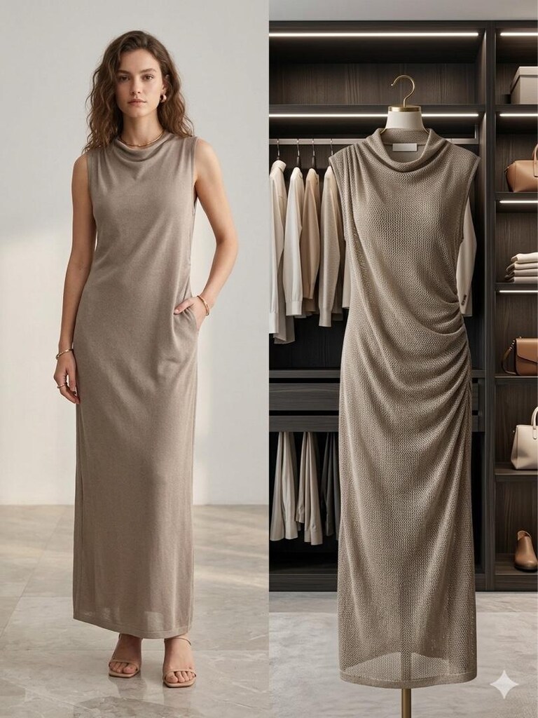 zaraDrapeli Örgü Maxi Elbise (Draped Knit Dress)