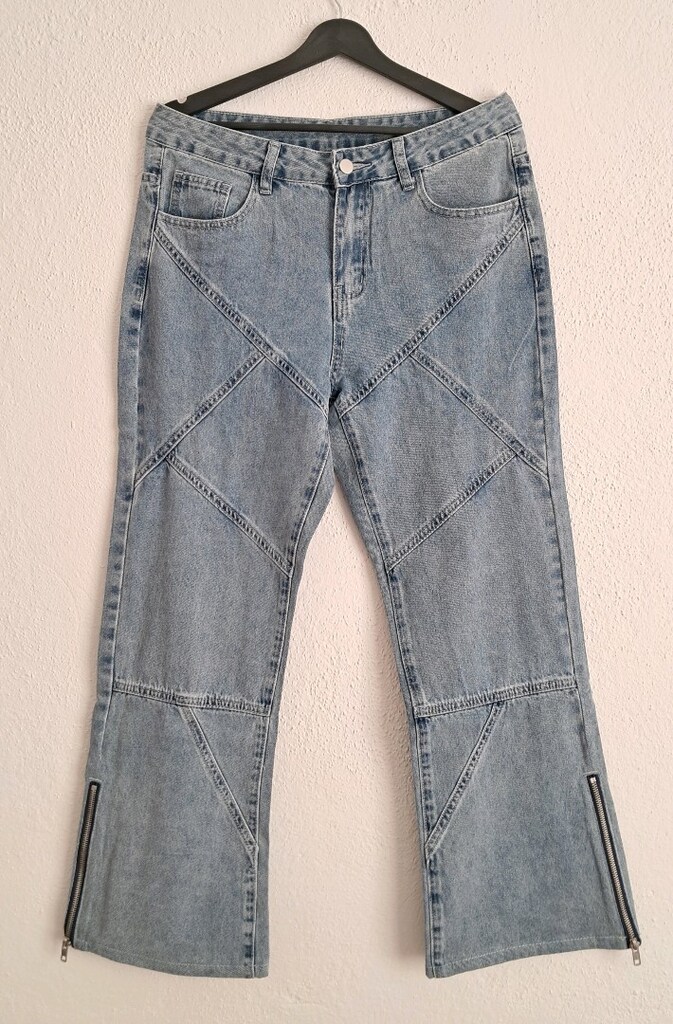 Baggy Fermuar Detaylı Kot Pantolon