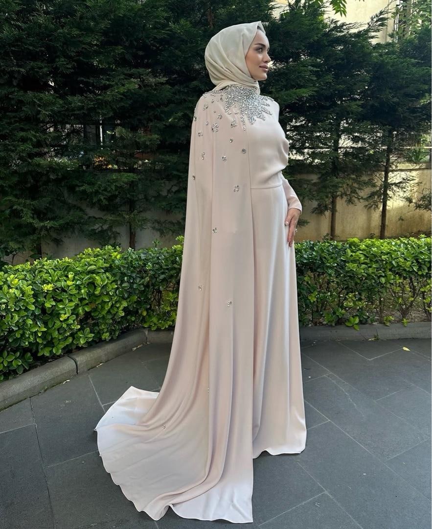 siyah taşlı tesettür abiye - 2