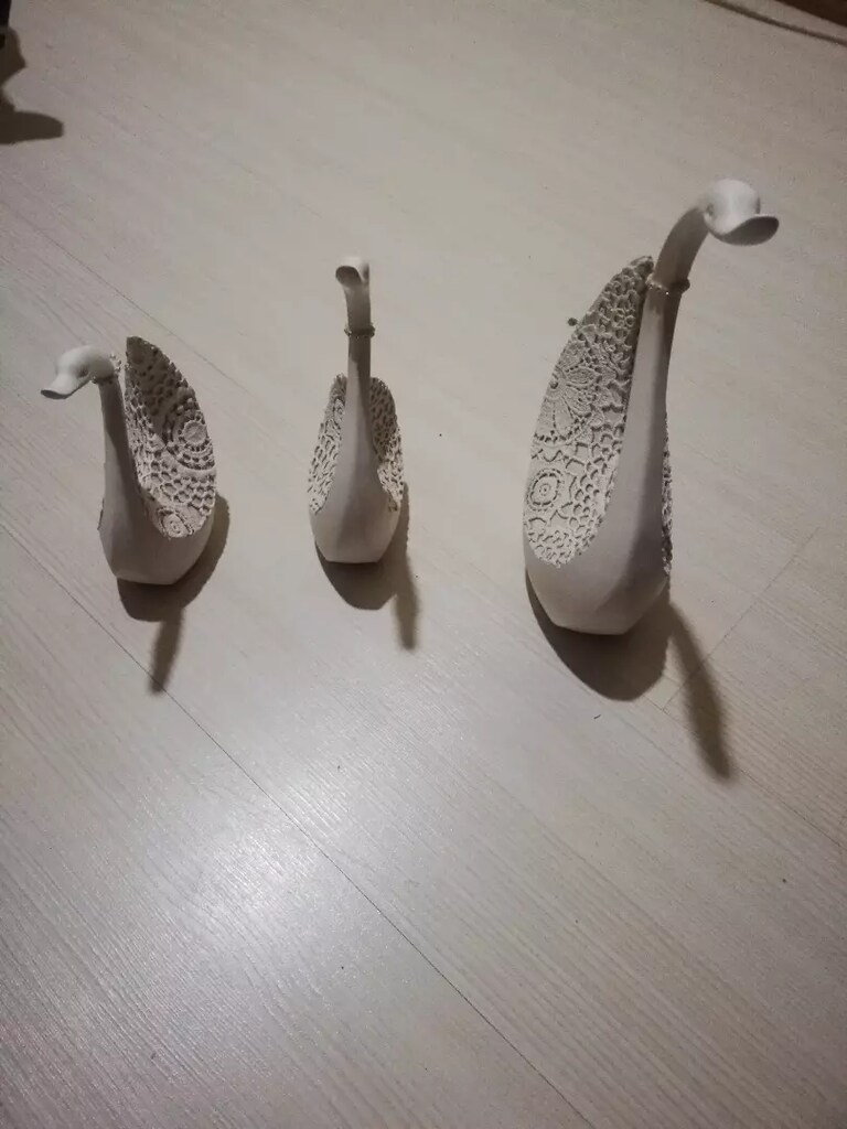 Dekorluk Üçlü kuğu biblo seti - 3