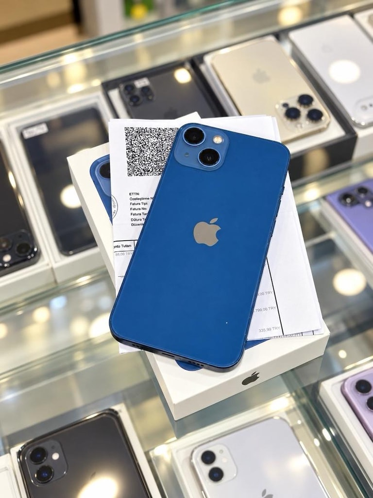 İPHONE 13 128 GB PİL SERVİS TEMİZ ORJINAL KUTU FATURA ŞARJ KILIF - 3