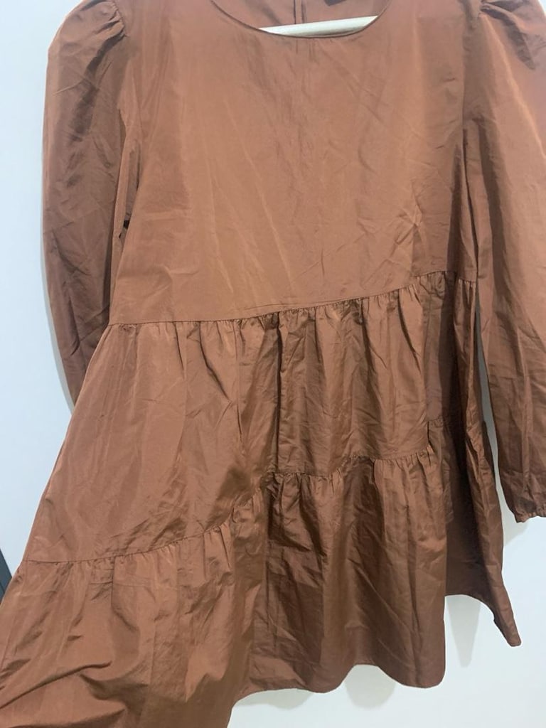Zara Volanlı L-XL Balon Kol Mini Elbise - 12