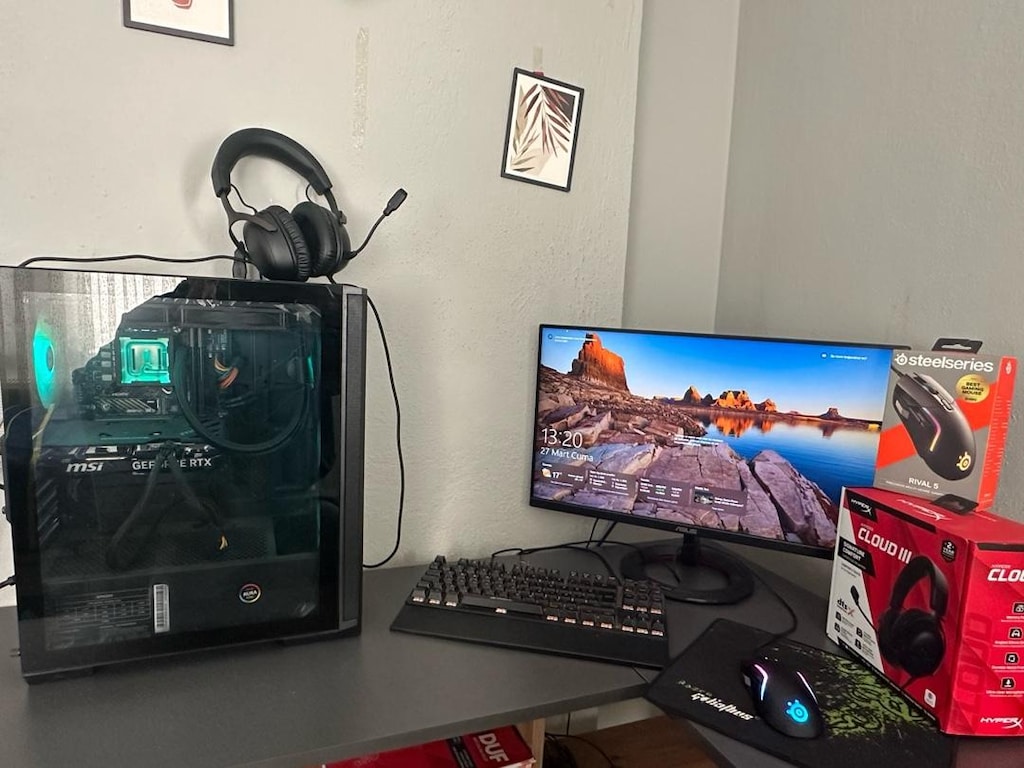 RTX 4060 Ti-165Hz ASUS Monitör-HyperX Cloud III-SteelSeries Rival 5