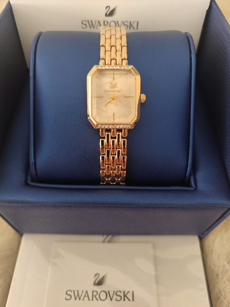 Swarovski Taşlı Gold Kasa Saat - 2