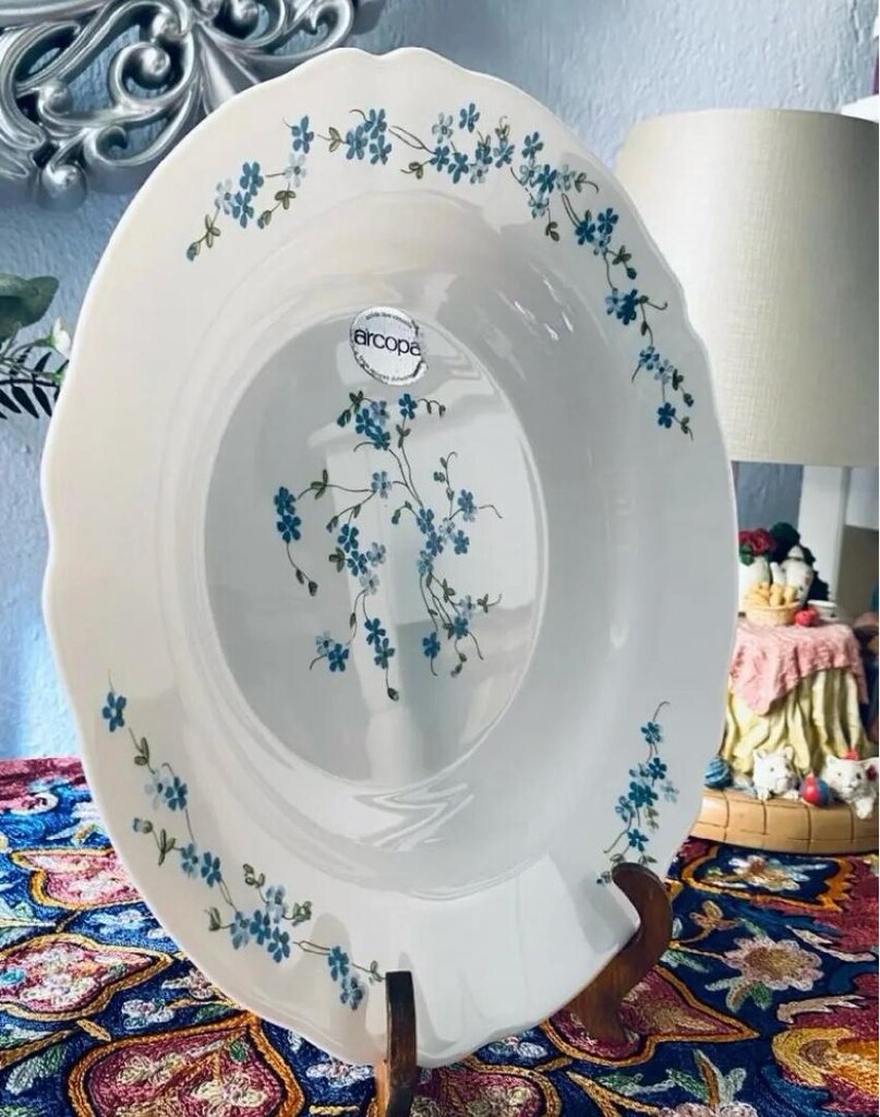 Antika Fransız Arcopal Veronica Opalin Büyük Servis Kasesi - SIFIR - 5