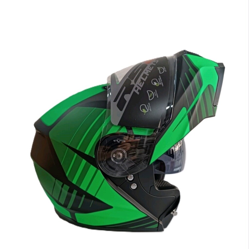 LS2 ÇENE AÇILIR GÜNEŞ VİZORLU YEŞİL SİYAH KASK XL - 2