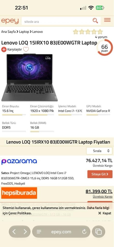 Lenovo LOQ 15IRX10 - 7