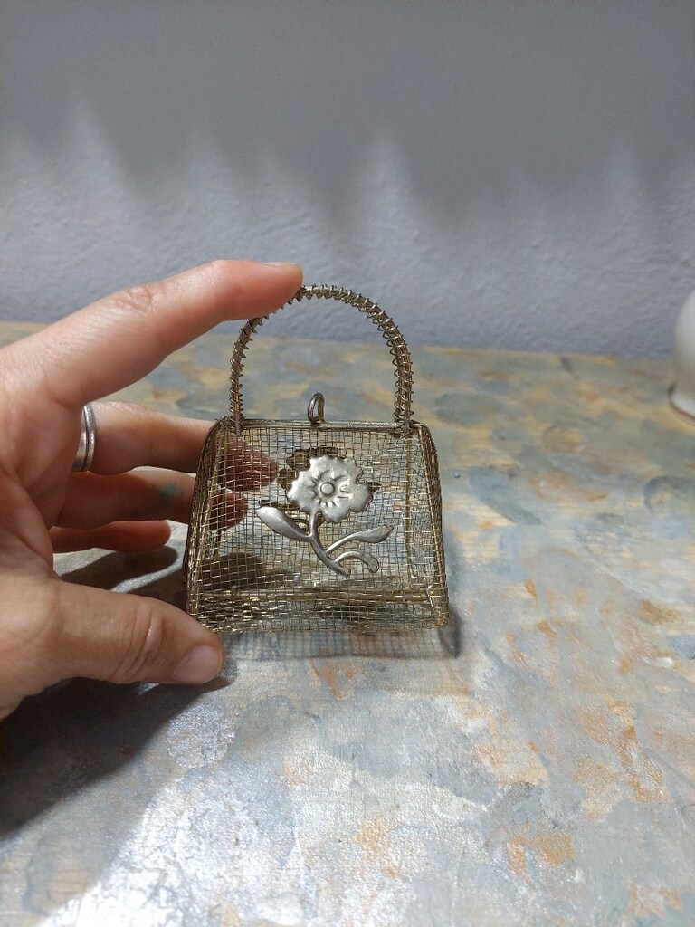Minyatür 1950 metal hanım çanta - 2