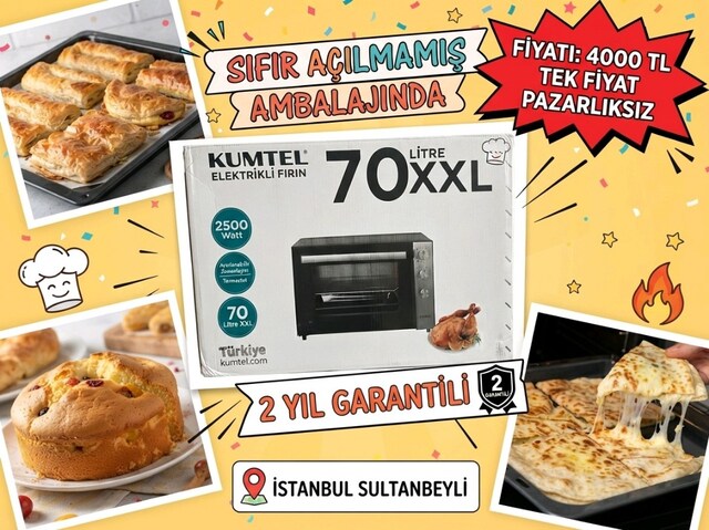 sıfır açılmamış ambalajında 2 yıl garantili kumtel XXL 70 lt fırın