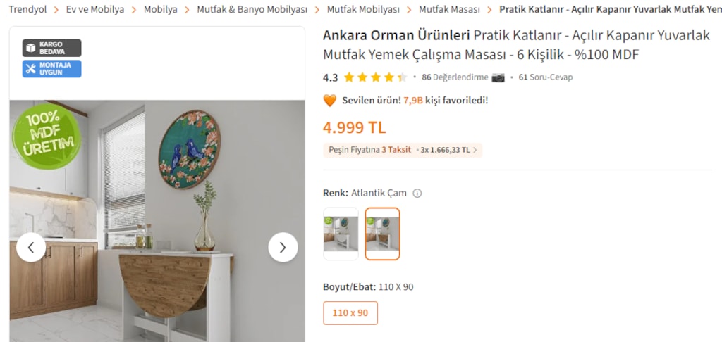 KULLANILMAMIŞ MUTFAK MASASI - 6