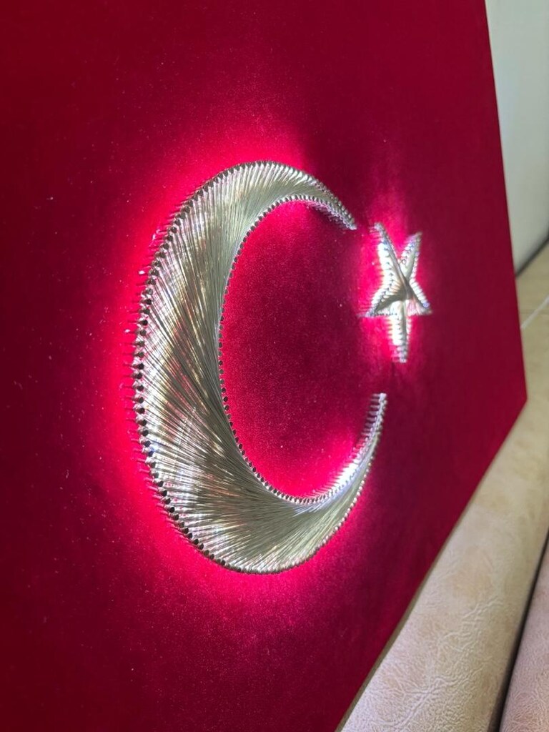 Filografi Sanatıyla Led Aydınlatmalı Türk Bayrağı - 2