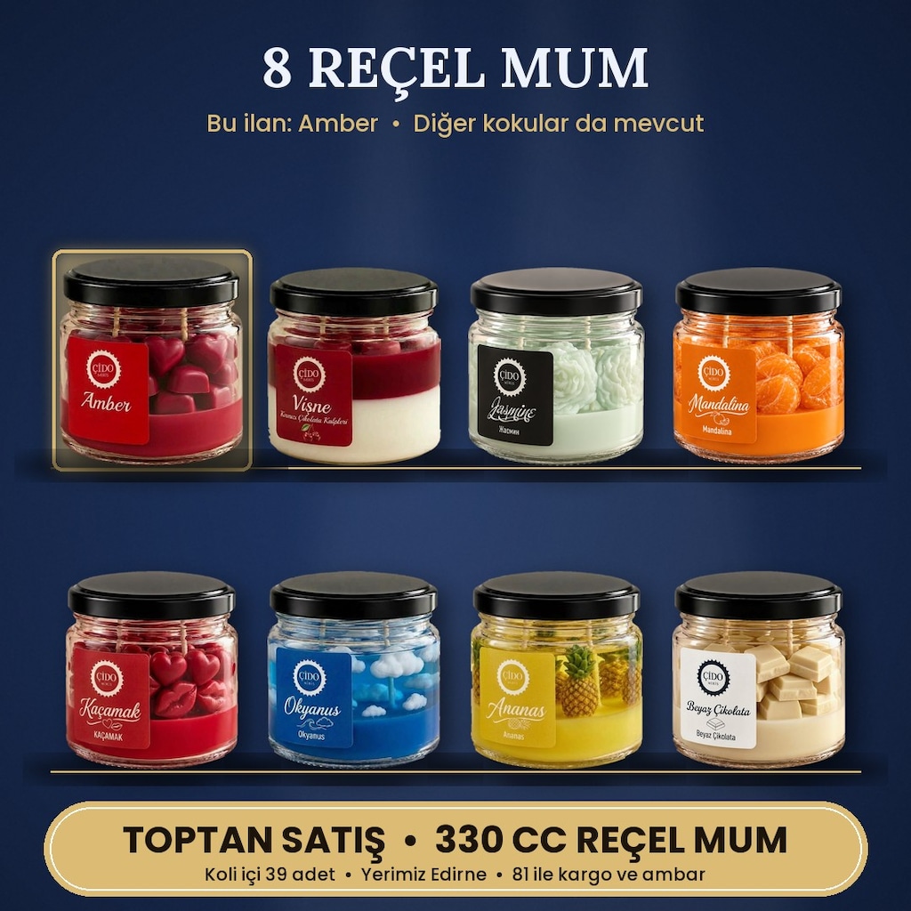 ÇİDO MİRİS DEKORATİF REÇEL MUM AMBER TOPTAN FİYAT - 3