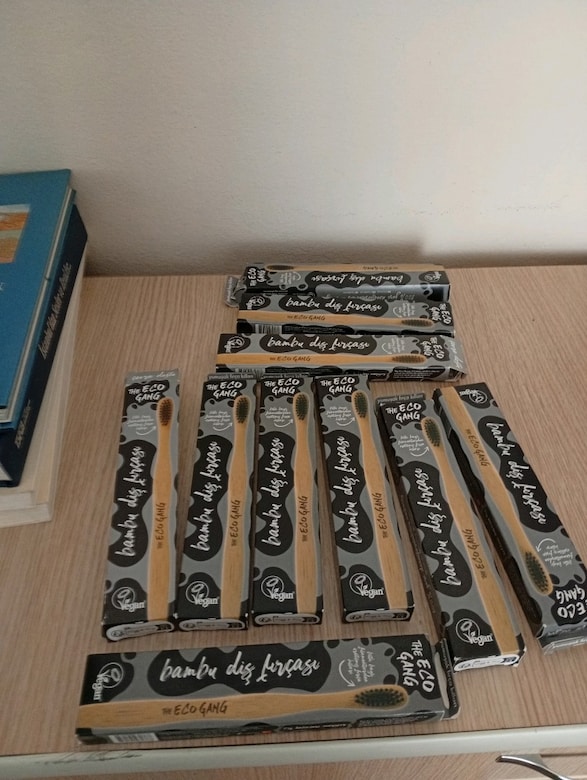 10 adet eco gang ahşap sapli bambu diş fırçası - 2