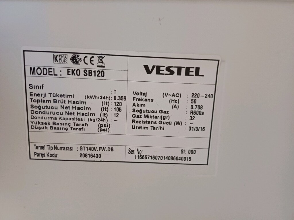 Vestel EKO SB120 Mini Buzdolabı – 120 lt – Temiz ve Sorunsuz - 2