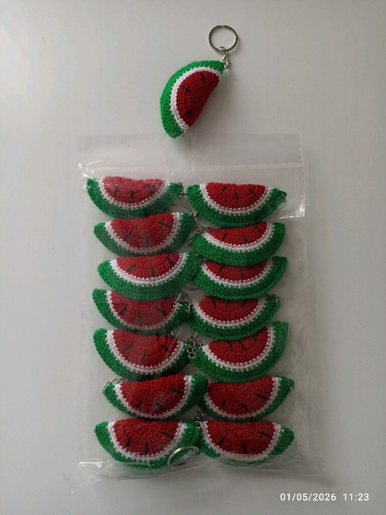 Amigurumi Örme Karpuz Dilimi Anahtarlık - 3