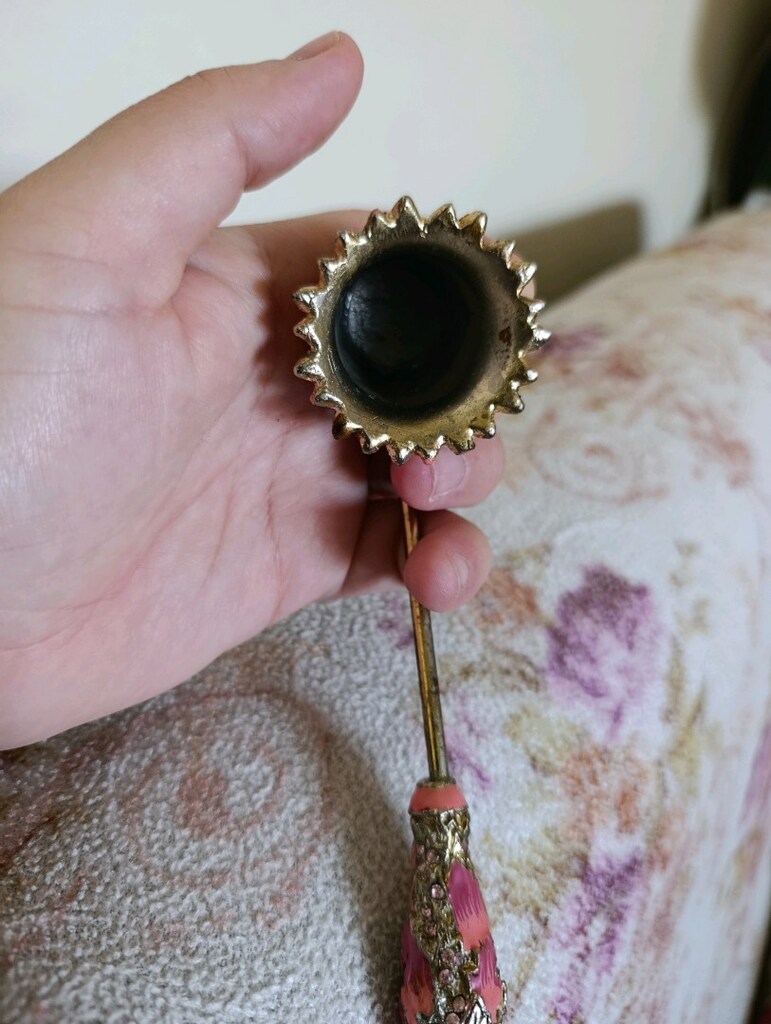 Antika Tarzı Taşlı ve Mineli Lale Figürlü Mum Söndürücü/süs eşyası - 3