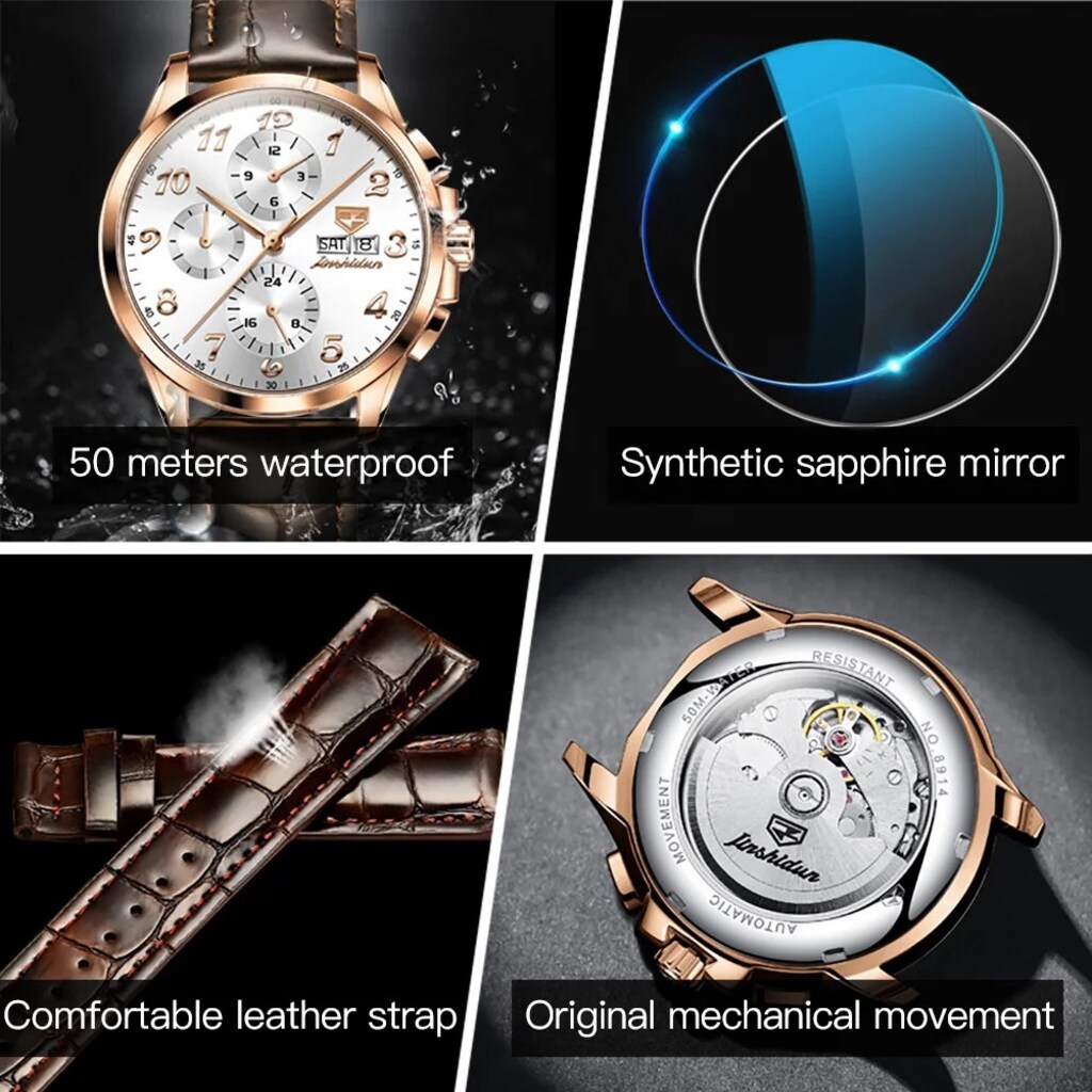 Jsdun Luxury Automatic Self Winding Watch - 4