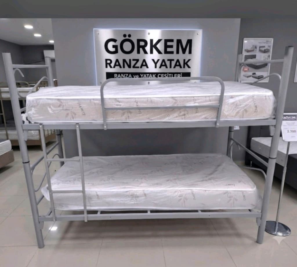 İKİ KATLI AYRILABİLİR GRI RANZA İKİ YATAK TÜM İST ÜCRETSİZ TESLİMAT
