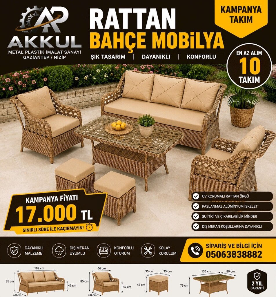 Fabrikadan toptan Rattan Bahçe Balkon mobilya. Gaziantep Nizip Türkiye