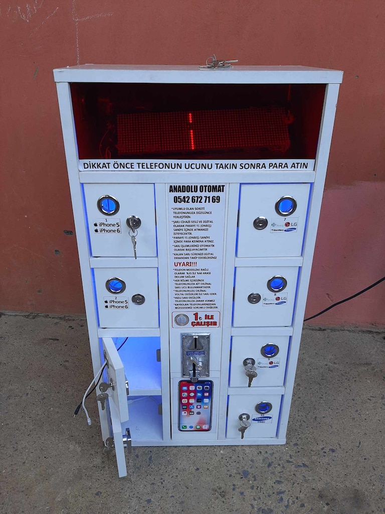 Jetonlu Otomat / Paralı Mobil Telefon Şarj Dolabı (Şarj Otomatı) - 4