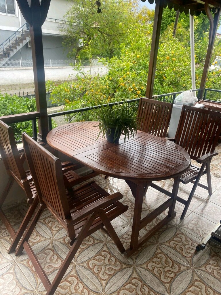 Balkon masa sandalye takımı servis Arabası masa. Açılır sandele 6