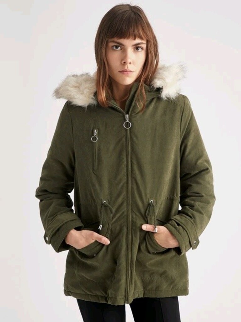 DeFacto İçi Peluş ve Kapitone Detaylı Haki Kadın Parka Mont – L Beden - 15
