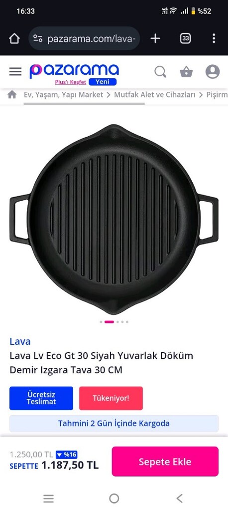 döküm Tava law marka 32 cm - 2