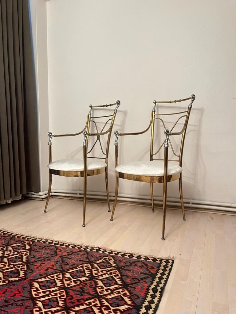 İtalyan pirinç krom sandalye - 9