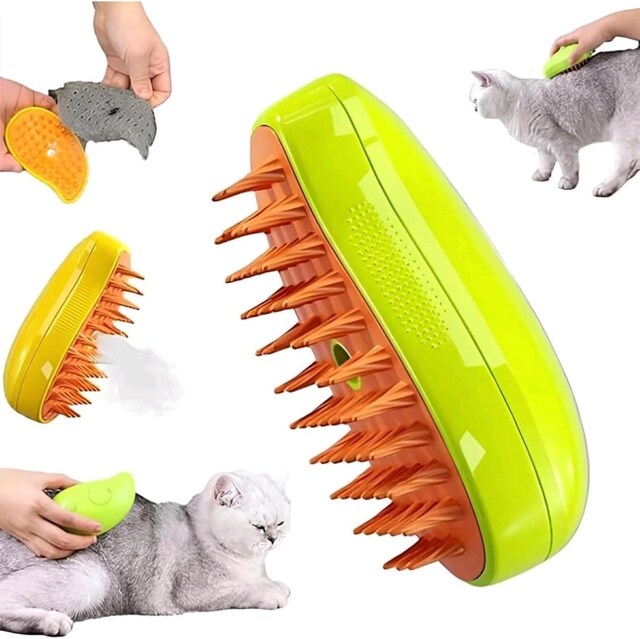 Buharlı Kedi Köpek Tarağı Silikon Başlıklı Yıkama Fırçası