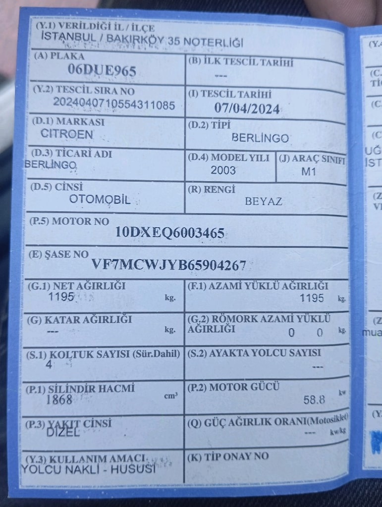 otomobil ruhsatlı berlingo - 14