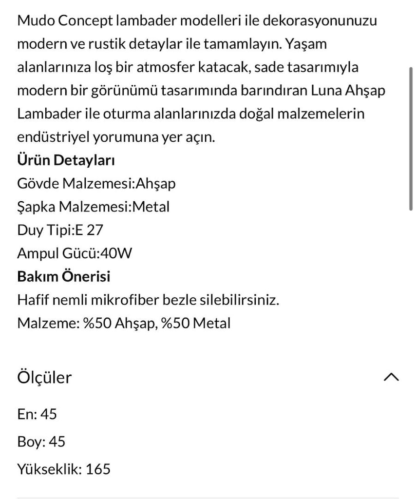 Mudo Concept Luna Lambader Rustik – Sıfır Ayarında - 3