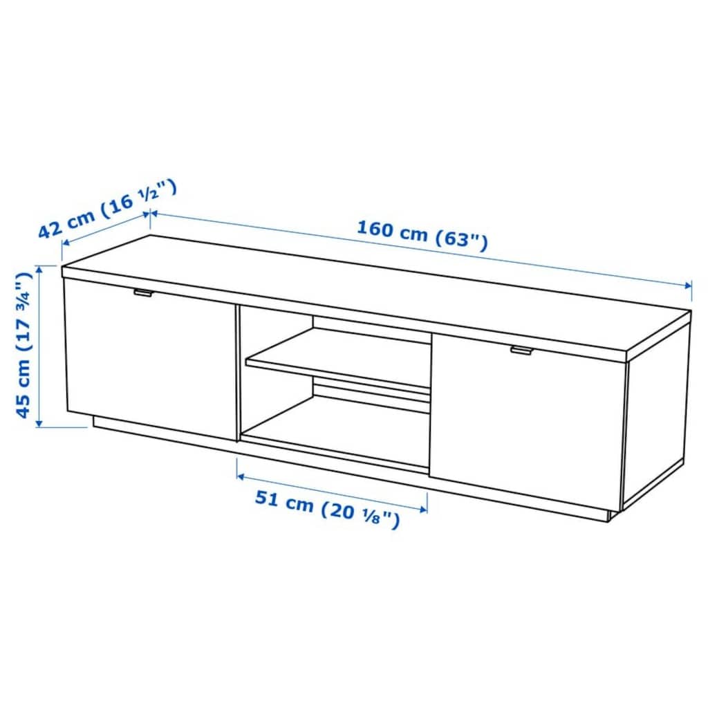 IKEA BYÅS TV Sehpası Parlak Beyaz 160×42×45cm