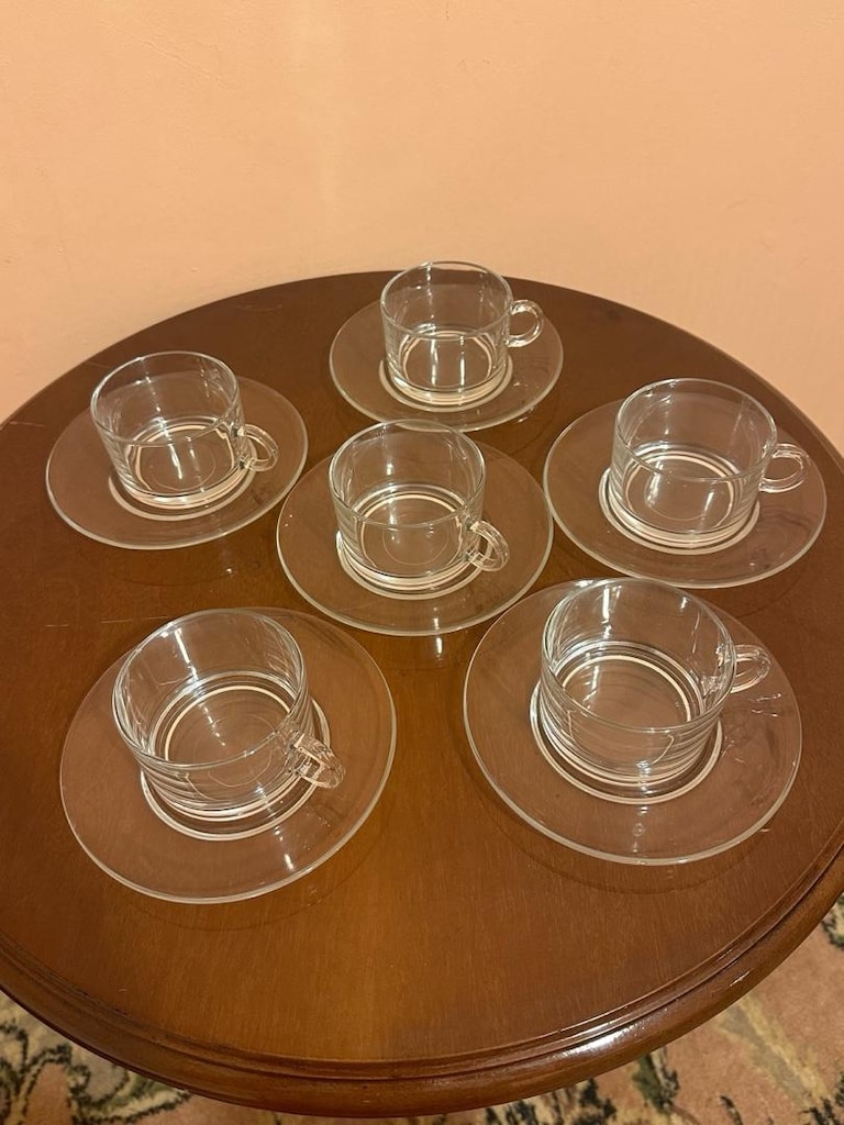 6’lı Cam Çay / Kahve Fincan Takımı (Tabaklı Set) - 3