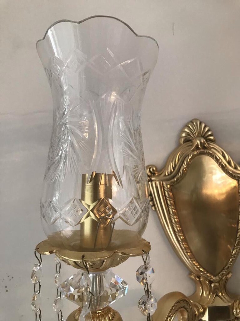 Özkristal Avize Pirinç Döküm Kristal Aplik - 8