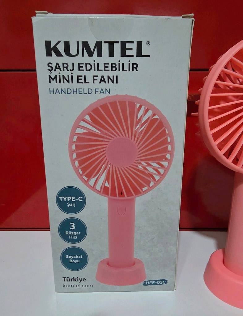 Kumtel Şarj Edilebilir Mini El Fanı PEMBE. Sıfır kutusunda - 5