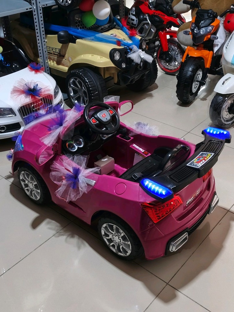 (GARANTİLİ)2 MOTOR 3 İLERİ KUMANDALI&MANUEL PEMBE AKÜLÜ ARABA - 6