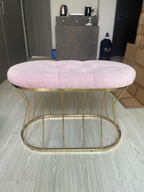 GOLD AYAKLI PEMBE PUF