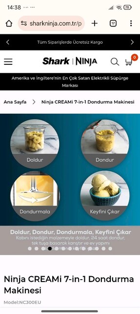shark ninja dondurma makinesi(garantili)