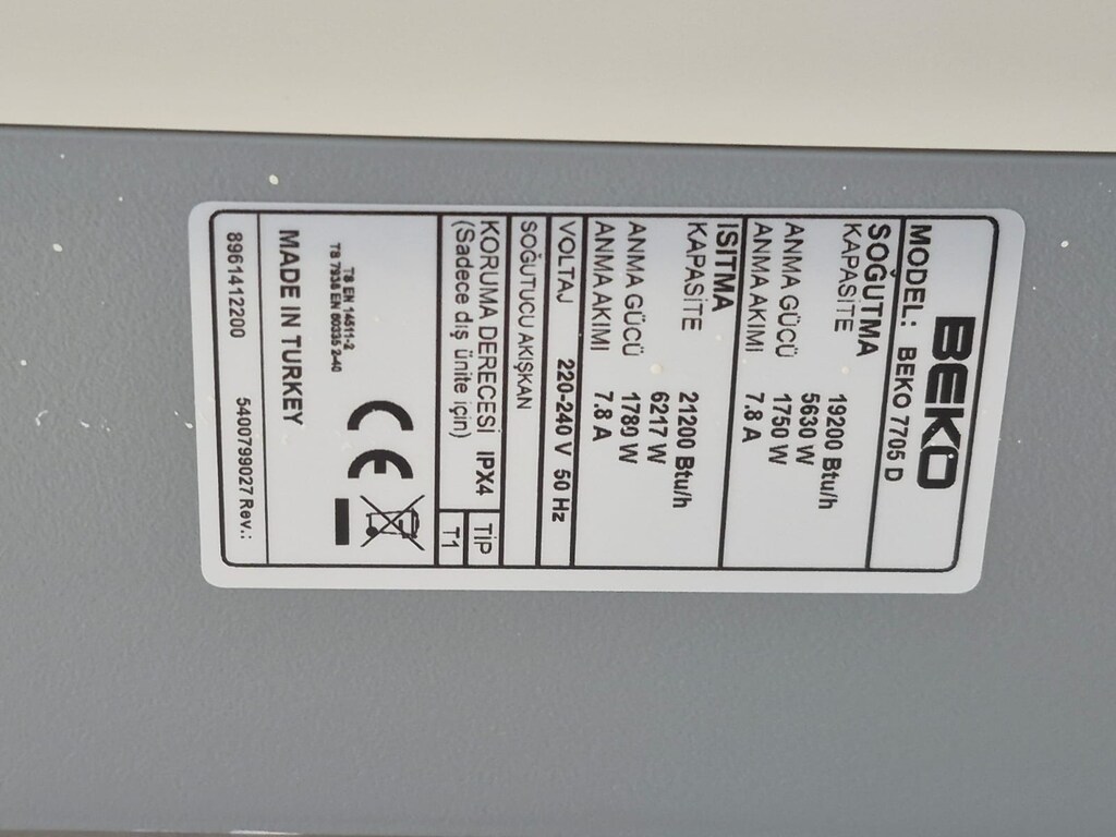 Temiz Beko 19.200 BTU Klima Takılı/Çalışır Durumda Test Et Al! - 2