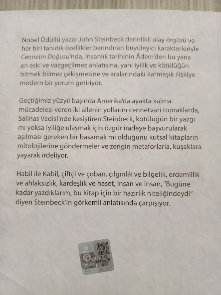 CENNETİN DOĞUSU - John Steinbeck (Kitap Roman) - 2