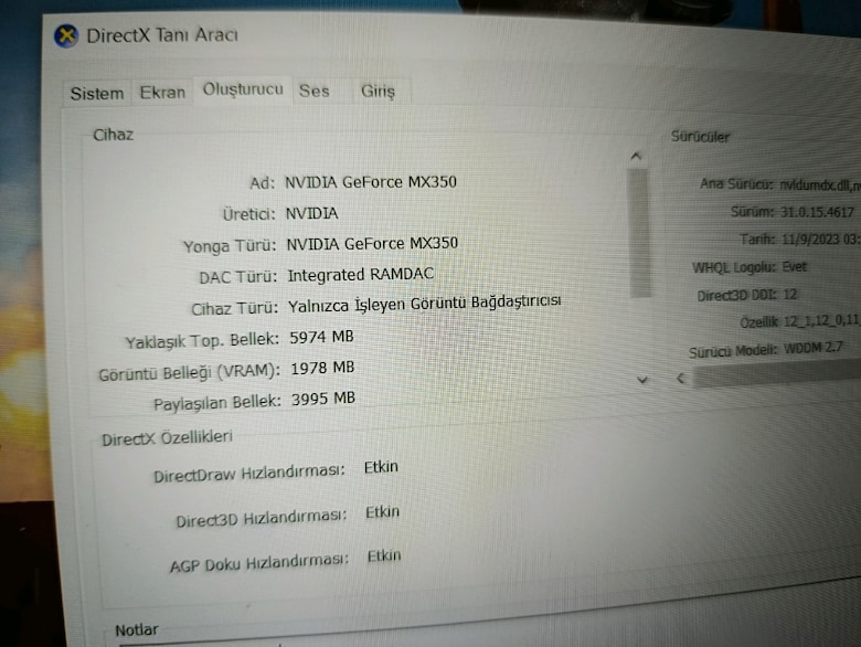 ekran kartlı i5 11. Nesil / 8 GB RAM / 512 GB SSD / MX350 Ekran Kartı - 8